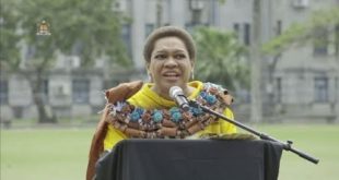 Fijian Minister for Women officiates at the Fiji Women's Climate Emergency Rally (DIVA)