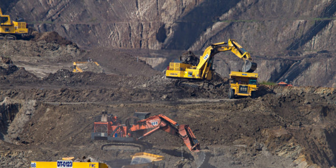 Excavators at a mining area
