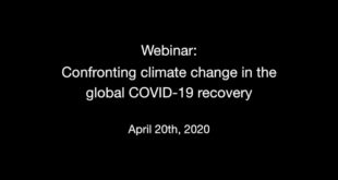 Webinar: Confronting climate change in the global COVID-19 recovery