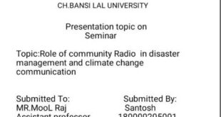 Role of community Radio in disaster Managment  and climate change communication