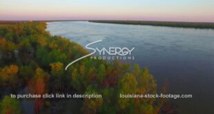 166 Dramatic epic aerial ascent of mississippi river at springtime flood state from flooding sto...
