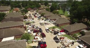 281 flood cleanup aerial drone stock footage video