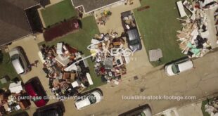 285 flooded neighborhood aerial drone video stock footage