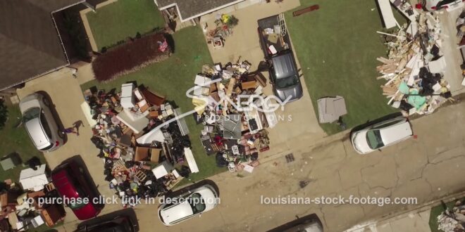 285 flooded neighborhood aerial drone video stock footage