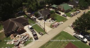 286 row of flooded houses video stock footage