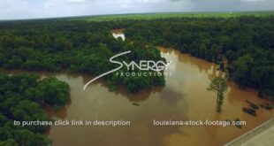 293 aerial drone video over flooded River stock footage