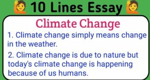 10 lines essay on climate change in English/climate change essay in english 10 lines/climate change