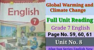 Global Warming and climate Change Full Unit Reading Grade 7 English Page No. 59, 60, 61 Unit No. 8