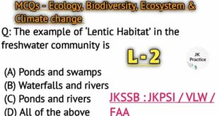 MCQs - Environment,Ecology, Biodiversity & Climate change | L-2 #jkssbvlw
