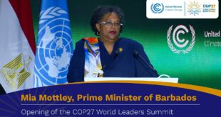 Mia Mottley, Prime Minister of Barbados at the Opening of the #COP27 World Leaders Summit