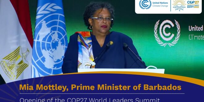 Mia Mottley, Prime Minister of Barbados at the Opening of the #COP27 World Leaders Summit