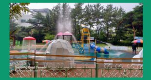 The photovoltaic generated water playground at the Climate Change Theme Park in Jangyu.